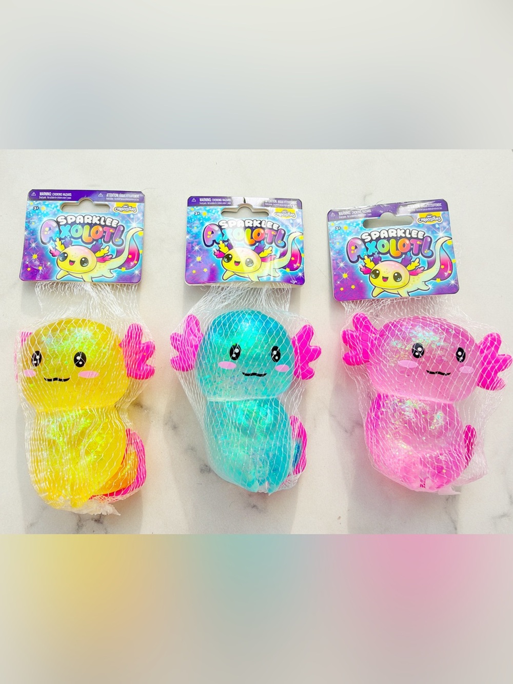 NEW Set of 3 Orbeez Glitter Axolotl Squishy Bundle Viral Original ORB RARE - Picture 3 of 7